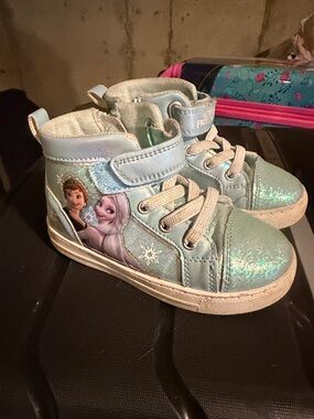 Cat & Jack Kids Glitter High-Top Sneakers in Light Blue with Frozen Characters